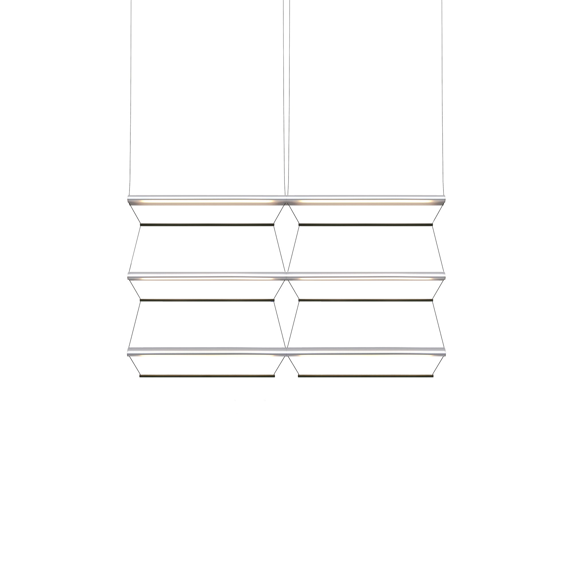Tier Grid Pendant Light: 100 + 2H3V + Anodized Silver + Emerald