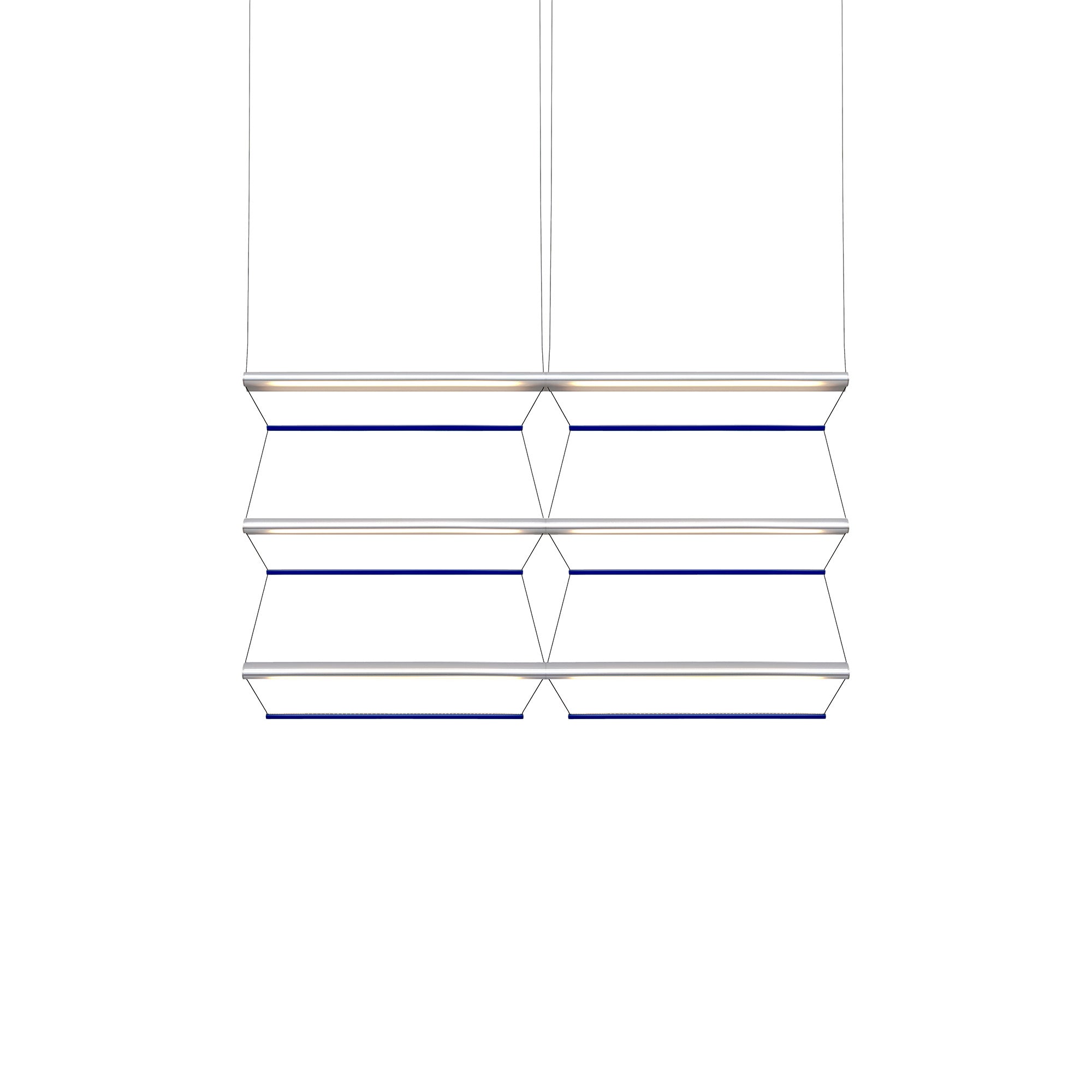 Tier Grid Pendant Light: 100 + 2H3V + Anodized Silver + Sapphire