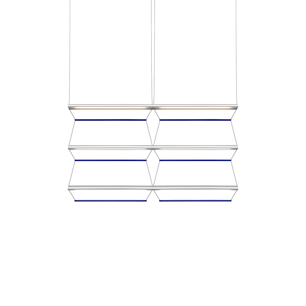 Tier Grid Pendant Light: 100 + 2H3V + Anodized Silver + Sapphire