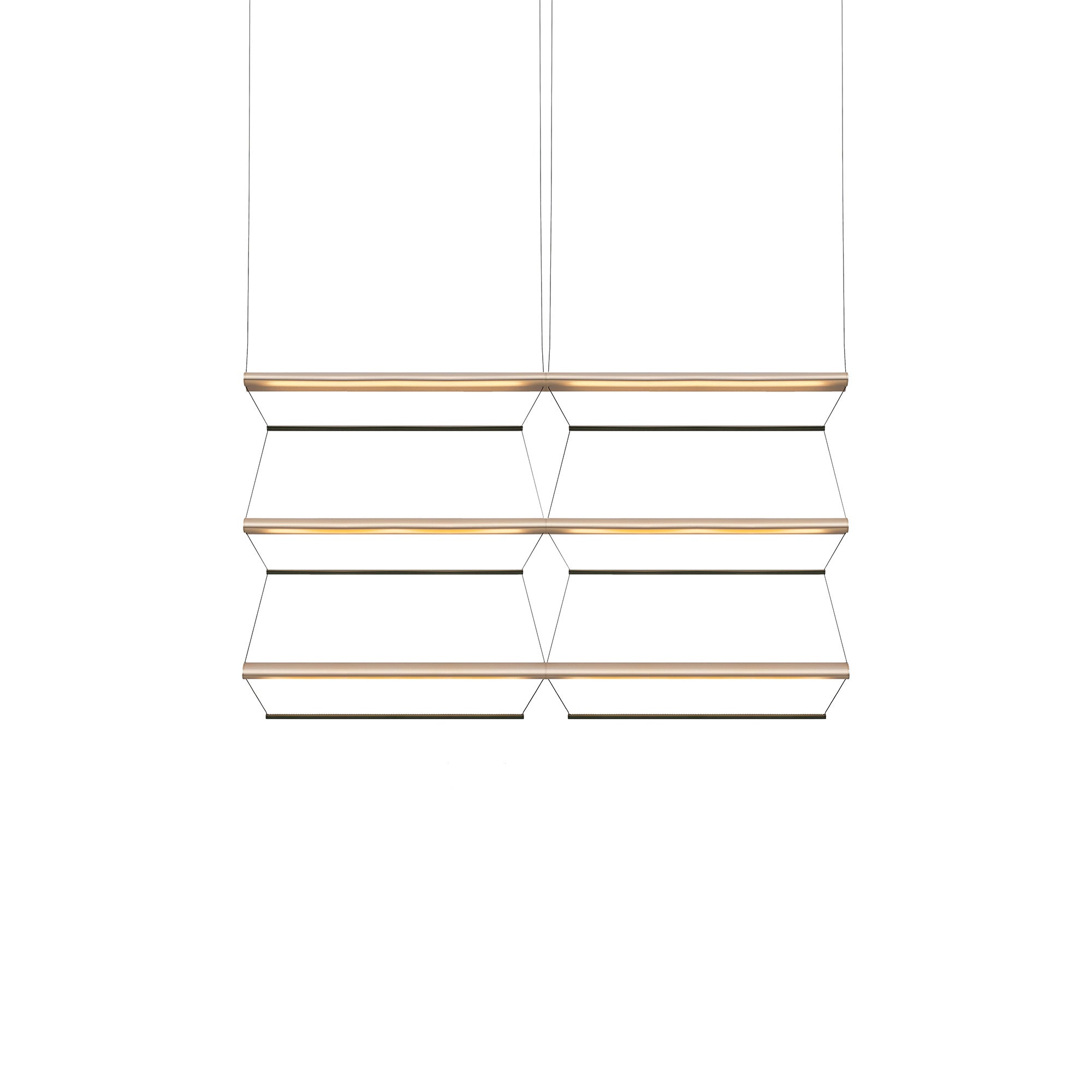 Tier Grid Pendant Light: 100 + 2H3V + Anodized Gold + Emerald