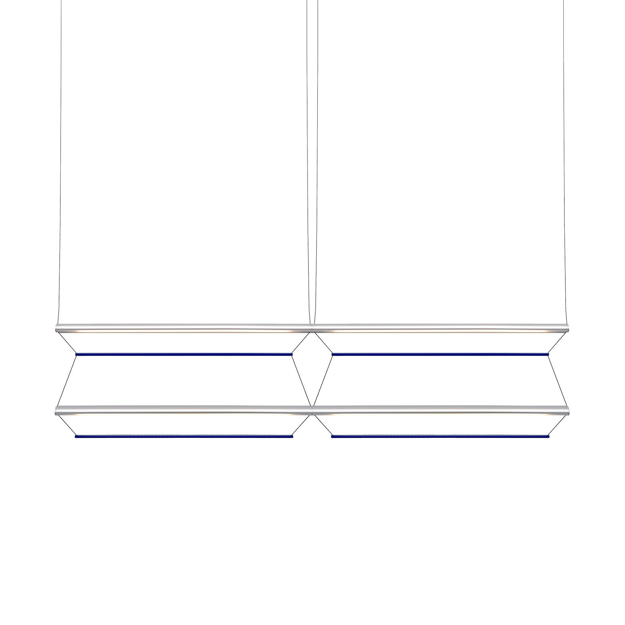 Tier Grid Pendant Light: 150 + 2H2V + Anodized Silver + Sapphire