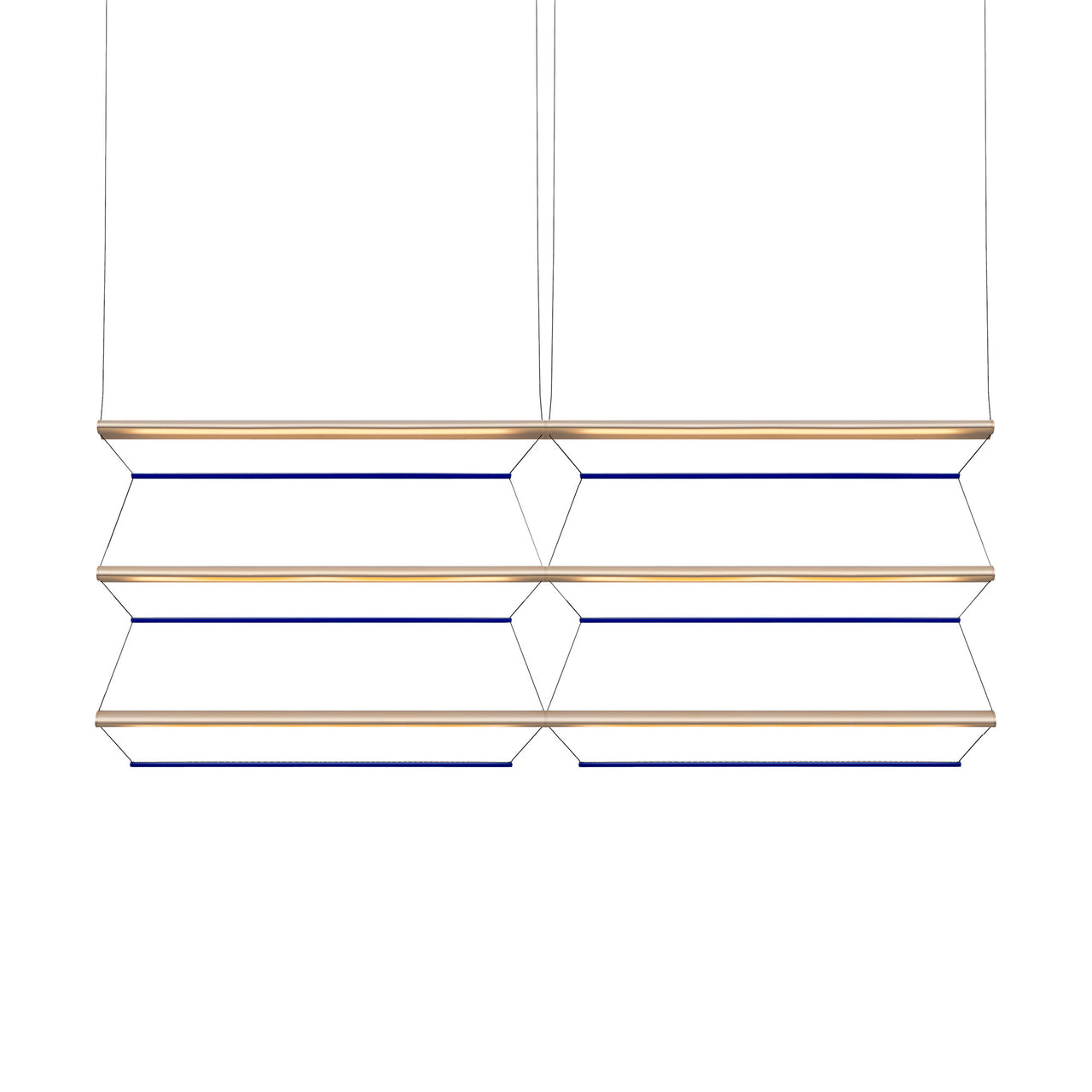 Tier Grid Pendant Light: 150 + 2H3V + Anodized Gold + Sapphire
