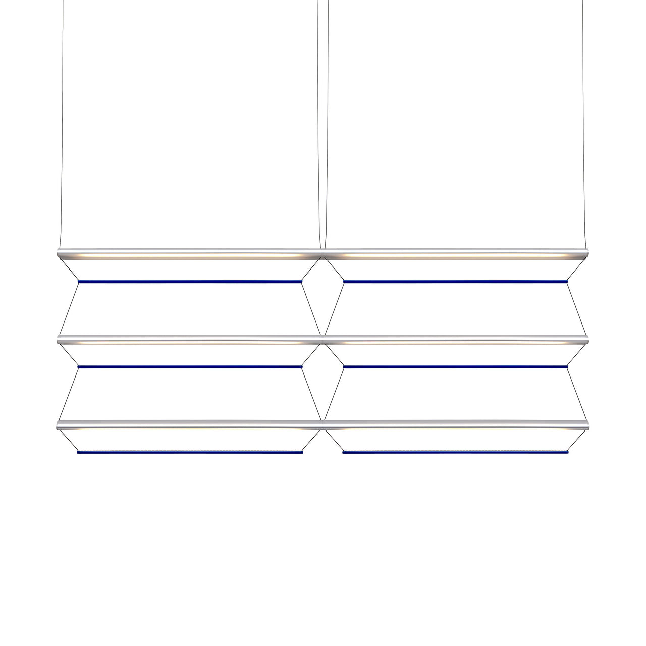 Tier Grid Pendant Light: 150 + 2H3V + Anodized Silver + Sapphire