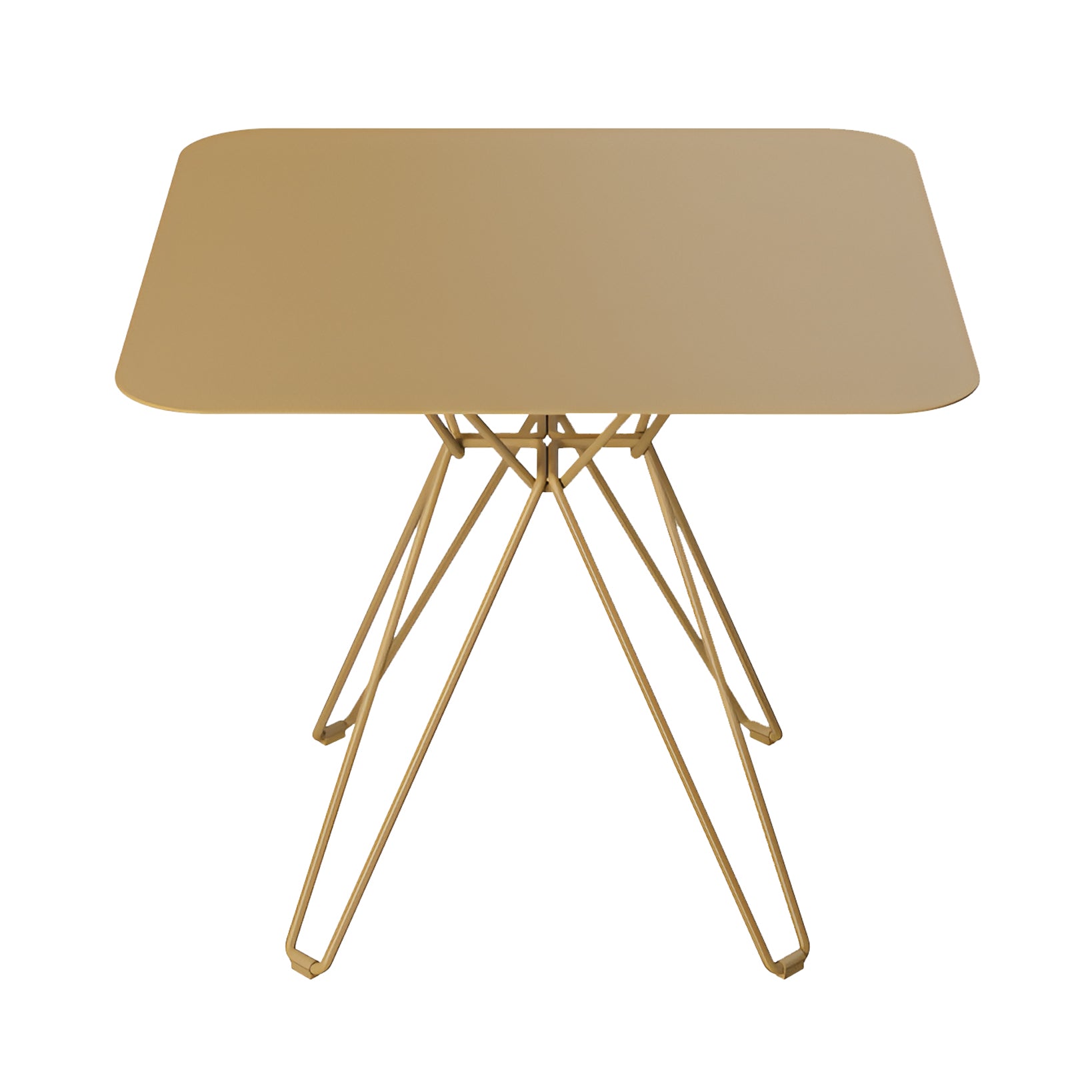 Tio Dining Table: Square + Brown Beige Metal