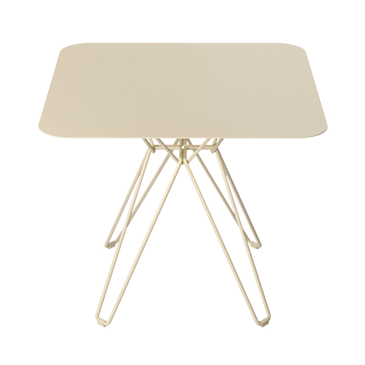 Tio Dining Table: Square + Ivory Metal