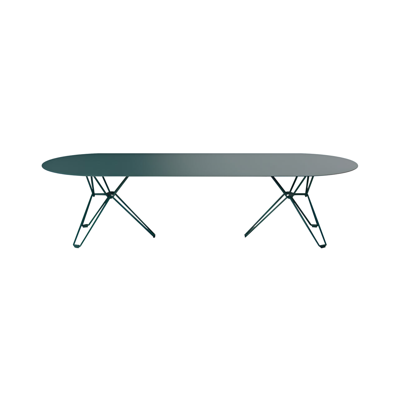 Tio Coffee Table: Oval + Blue Green Metal