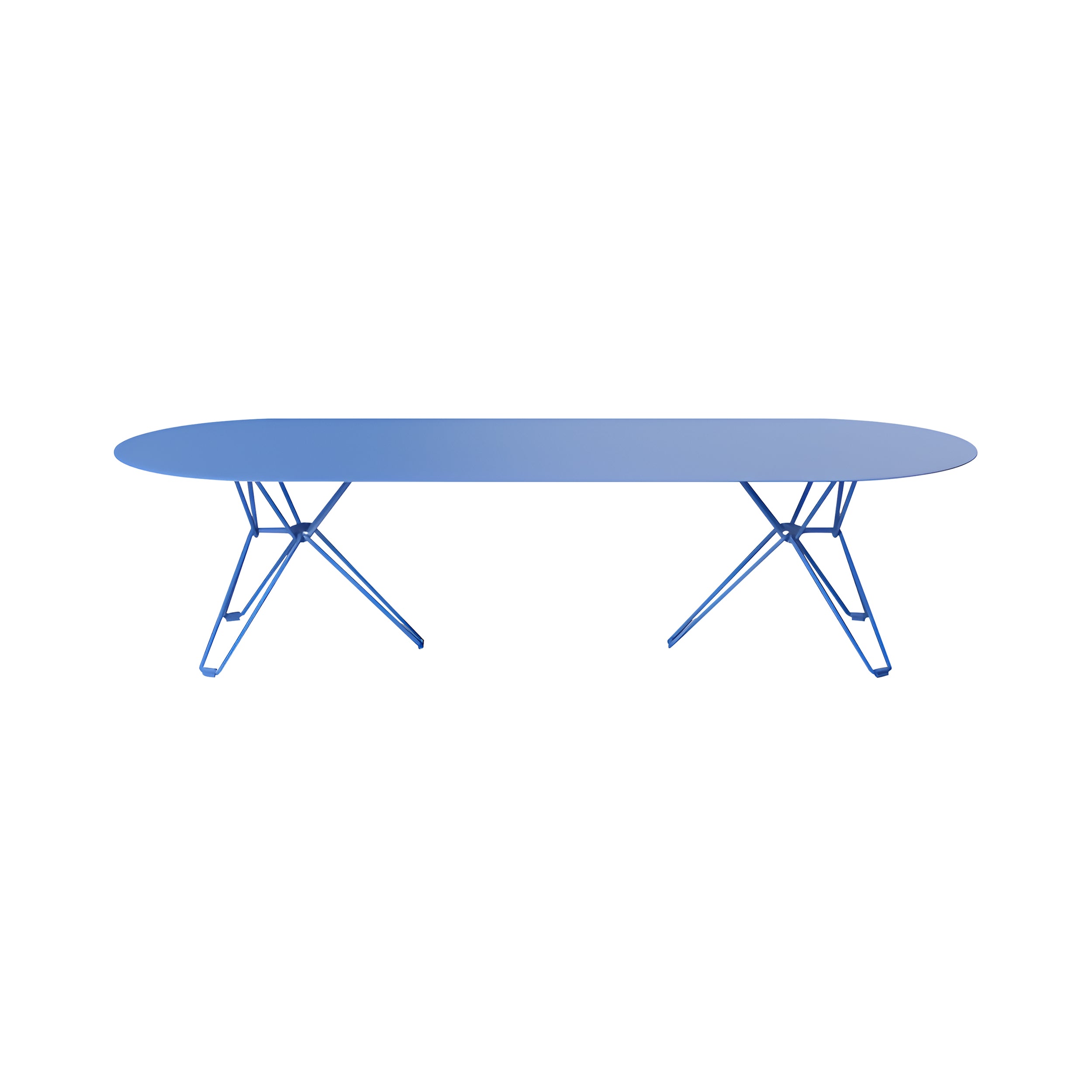 Tio Coffee Table: Oval + Overseas Blue Metal