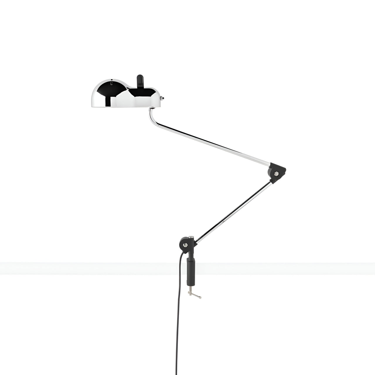Topo Table Lamp with Clamp: Polished Chrome + Black