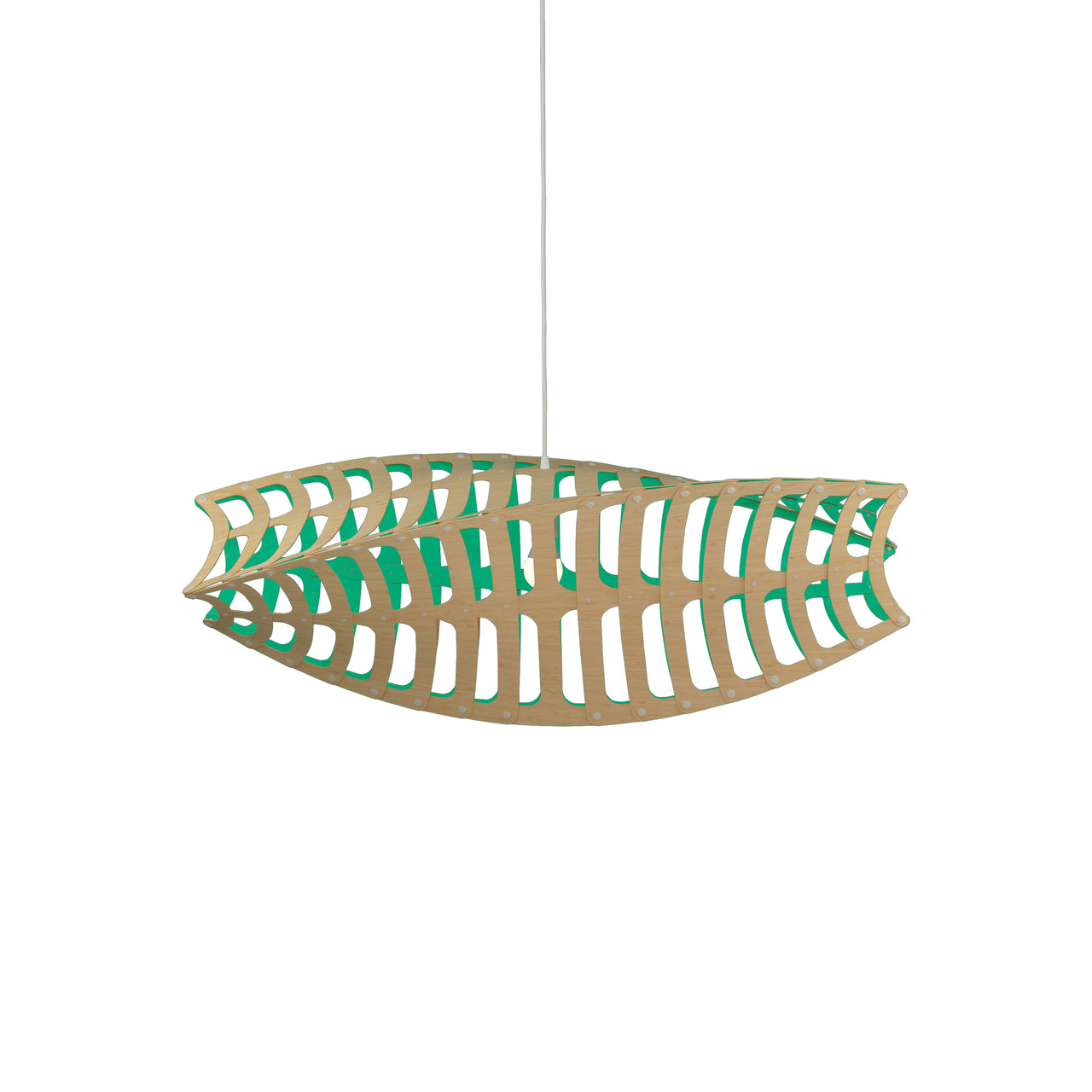 Toru Horizontal Pendant Light: Large + Bamboo + Aqua