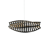 Toru Horizontal Pendant Light: Large + Black + Bamboo