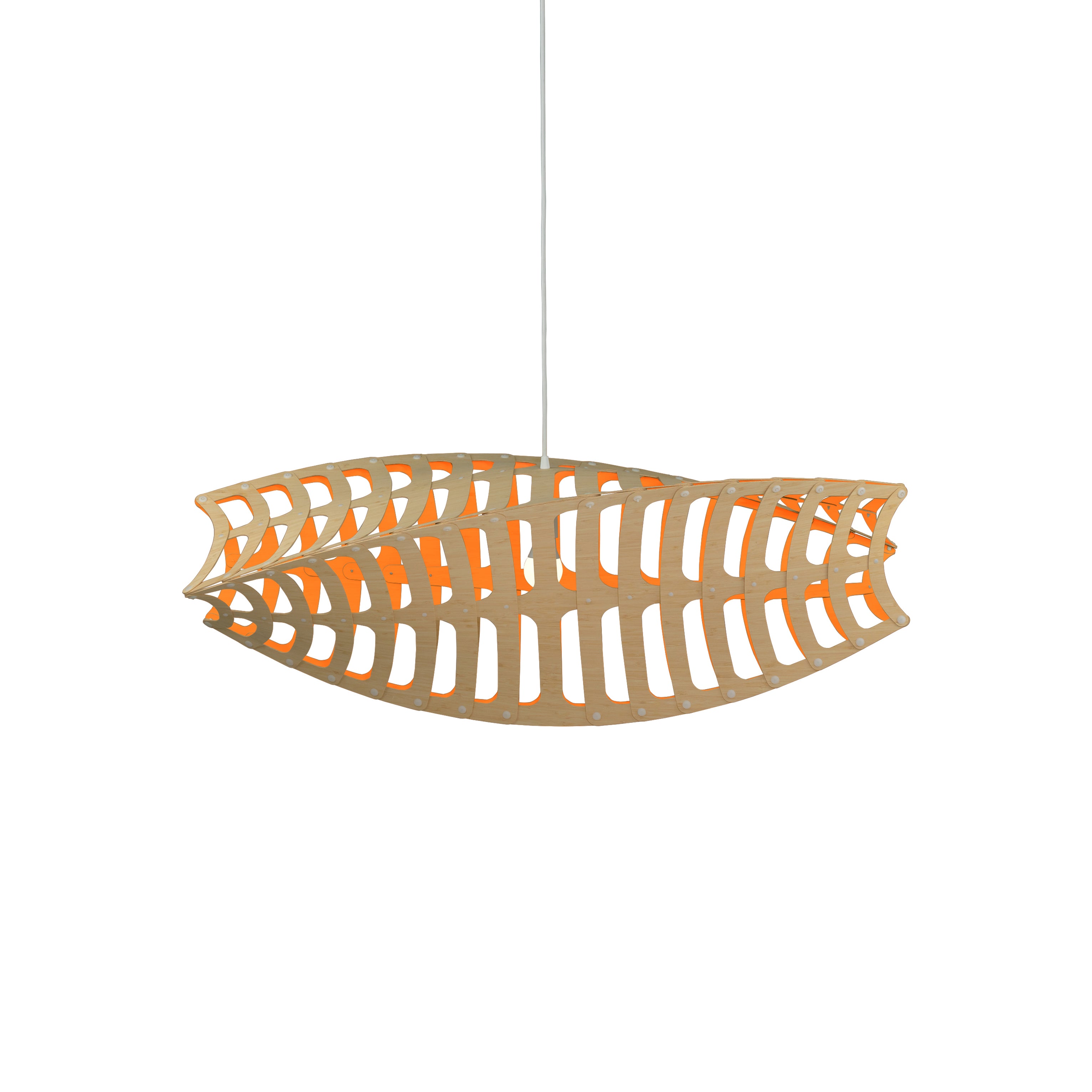Toru Horizontal Pendant Light: Large + Bamboo + Orange
