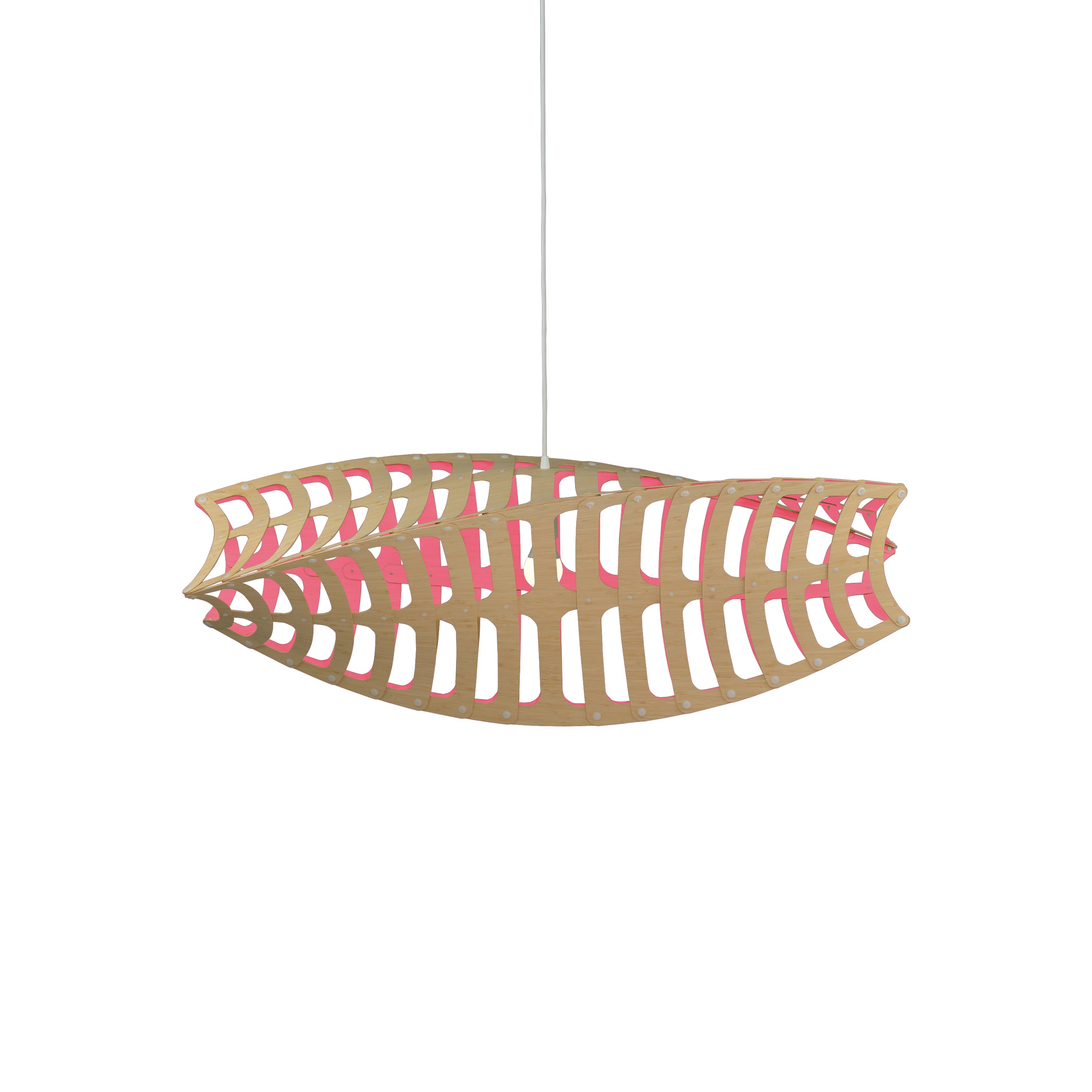 Toru Horizontal Pendant Light: Large + Bamboo + Pink