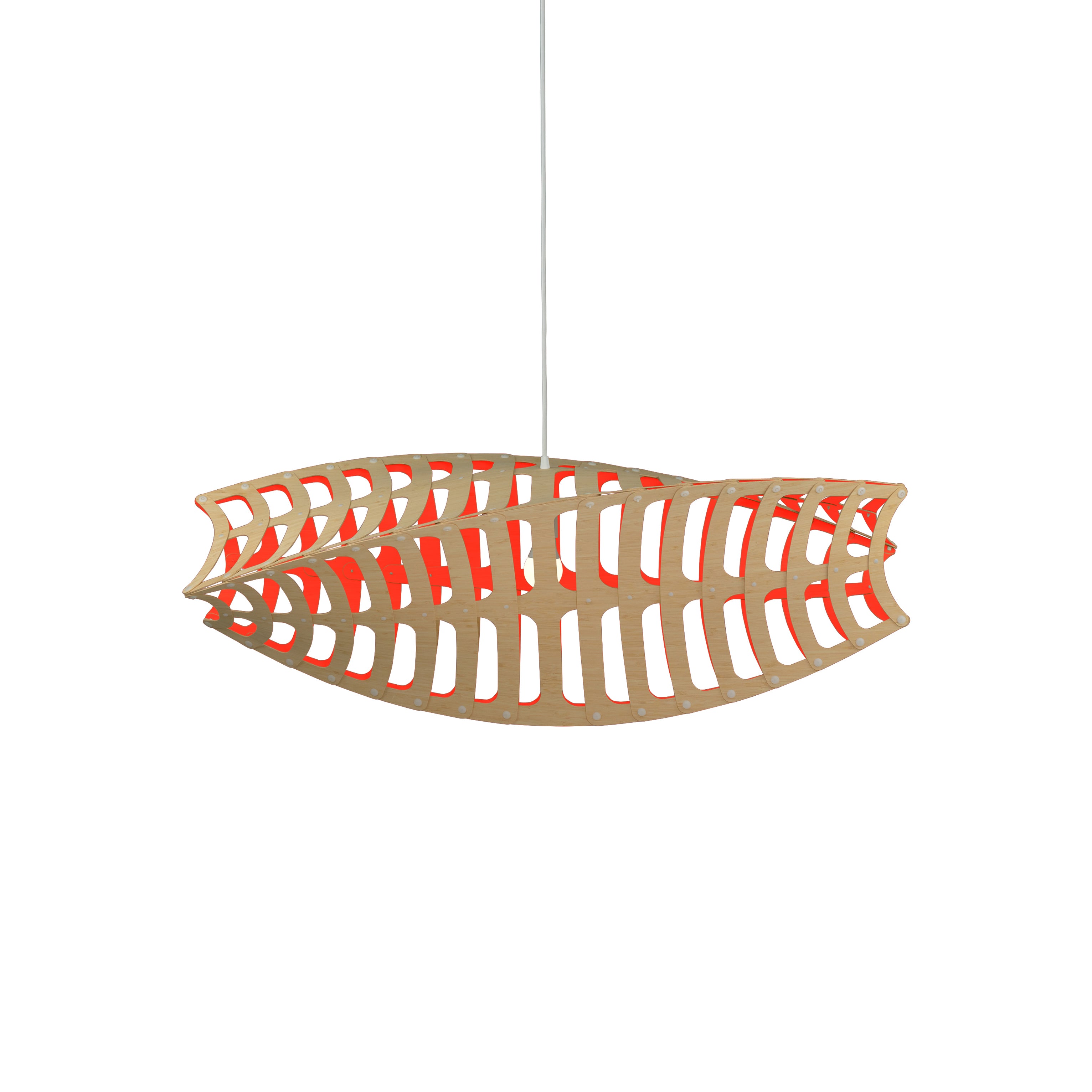 Toru Horizontal Pendant Light: Large + Bamboo + Red