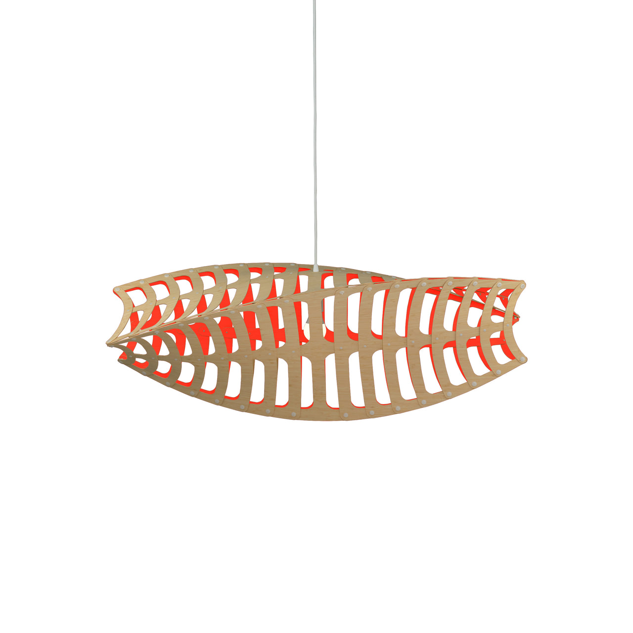 Toru Horizontal Pendant Light: Large + Bamboo + Red