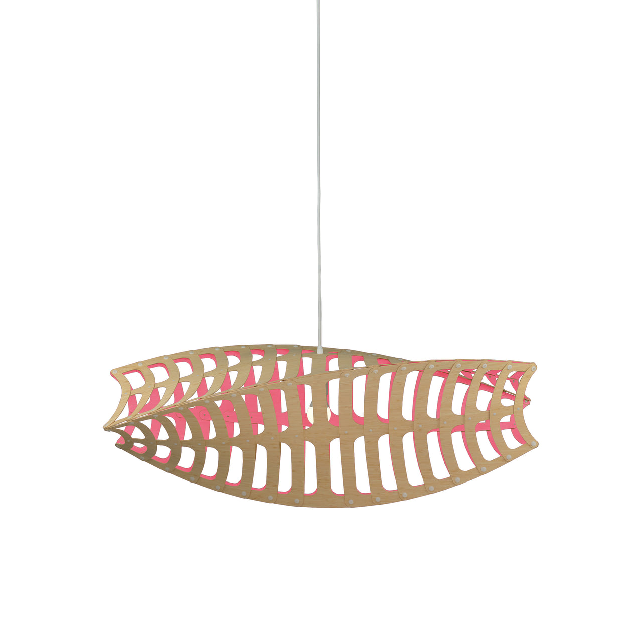 Toru Horizontal Pendant Light: Small + Bamboo + Pink