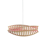 Toru Horizontal Pendant Light: Small + Bamboo + Pink
