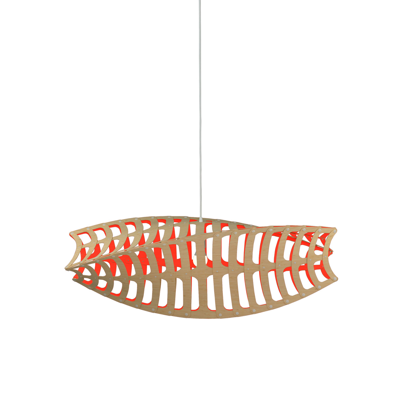 Toru Horizontal Pendant Light: Small + Bamboo + Red