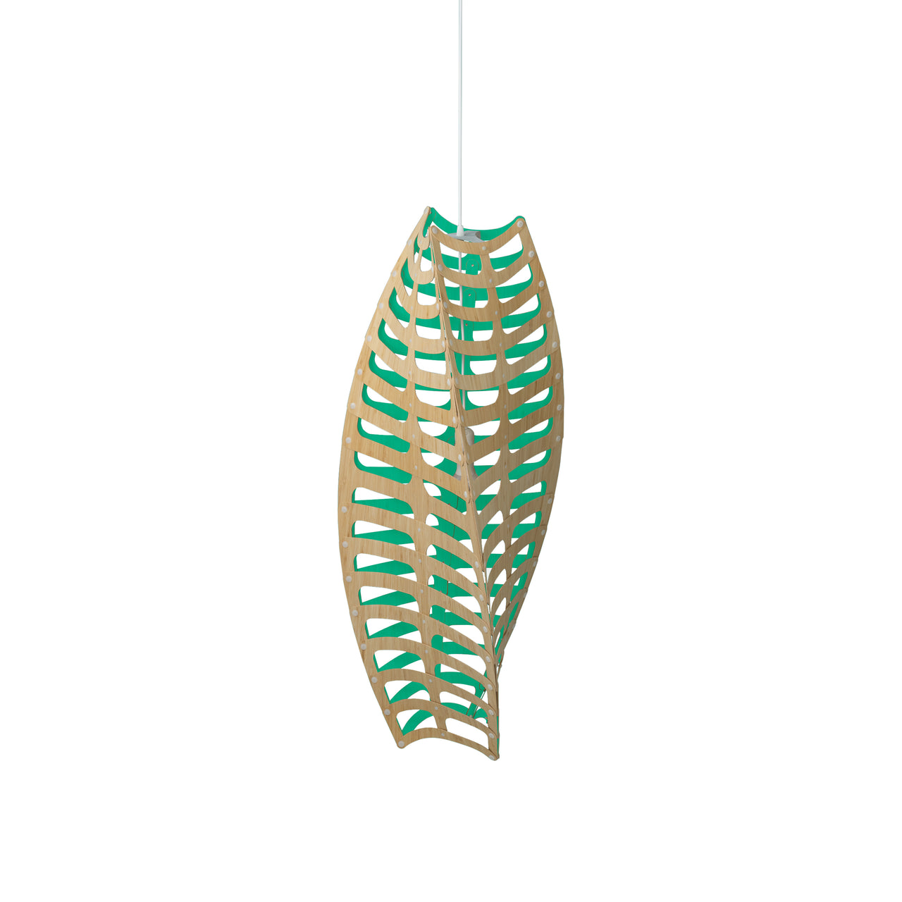 Toru Pendant Light: Vertical + Bamboo + Aqua + White