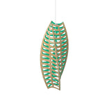 Toru Vertical Pendant Light: Large + Bamboo + Aqua