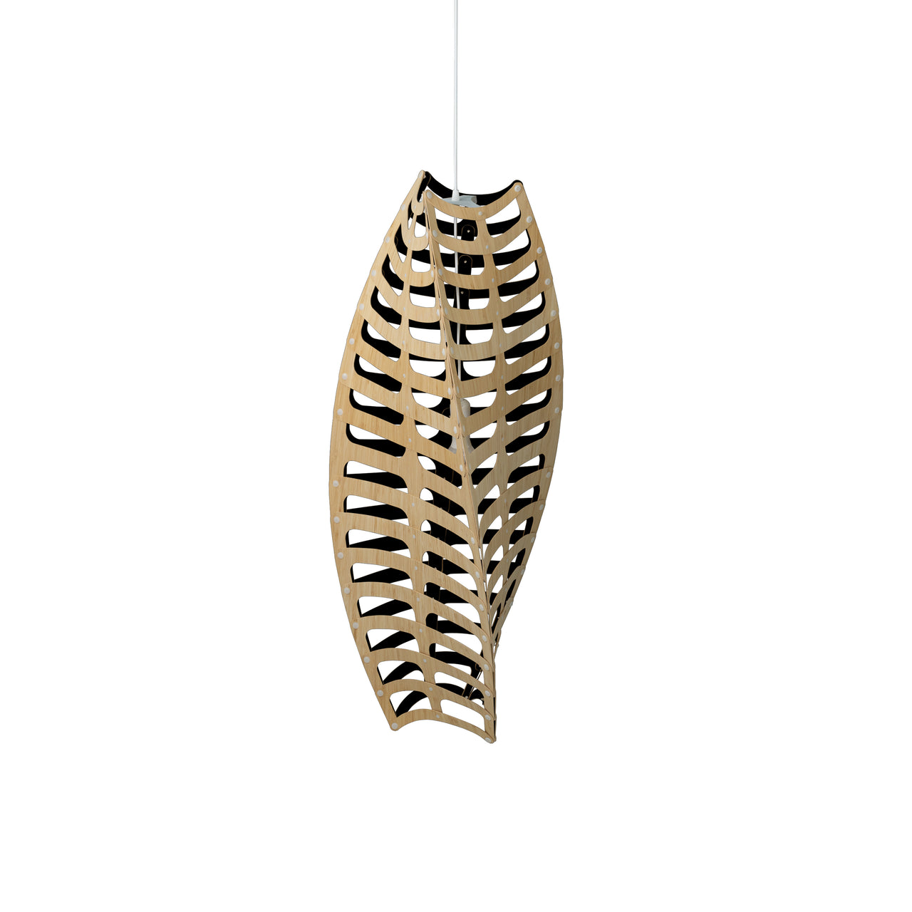 Toru Vertical Pendant Light: Large + Bamboo + Black