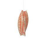 Toru Vertical Pendant Light: Medium + Bamboo + Red 