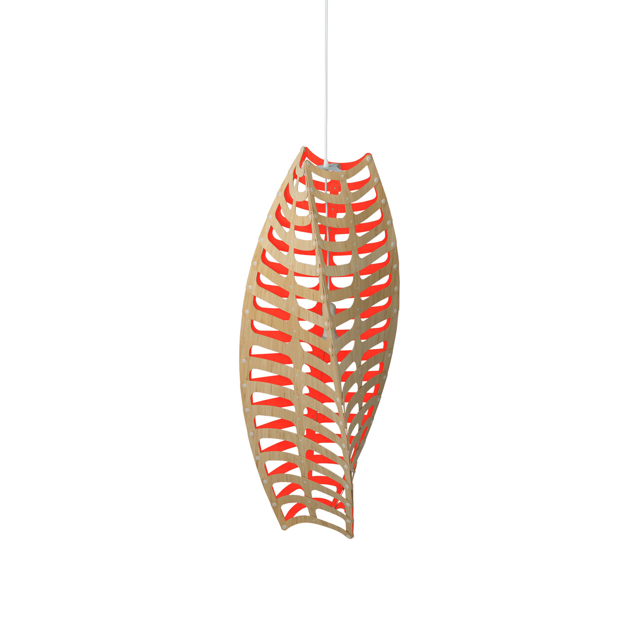 Toru Pendant Light: Vertical + Bamboo + Red + White