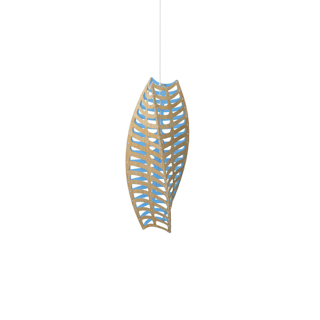 Toru Vertical Pendant Light: Small + Bamboo + Blue