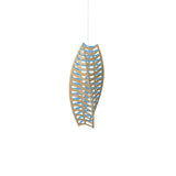 Toru Vertical Pendant Light: Small + Bamboo + Blue