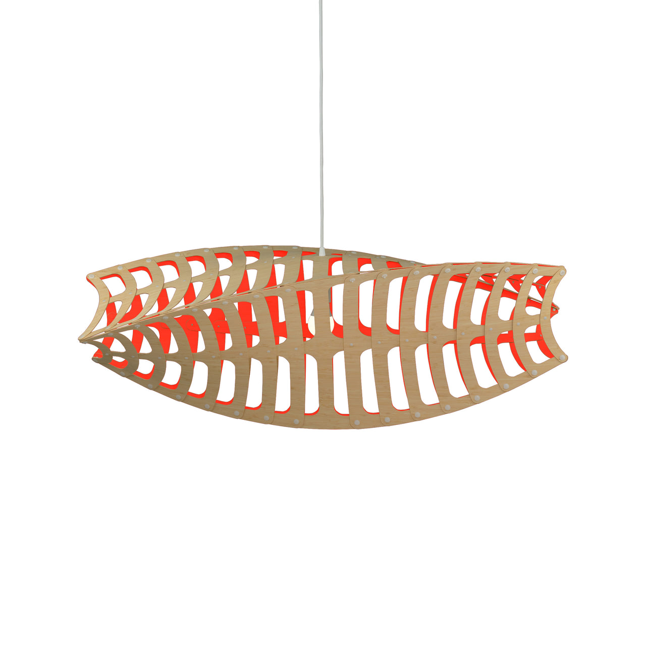 Toru Horizontal Pendant Light: Large + Bamboo + Red + White