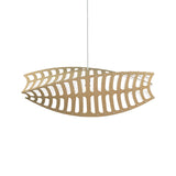 Toru Horizontal Pendant Light: Large + Bamboo + White + White