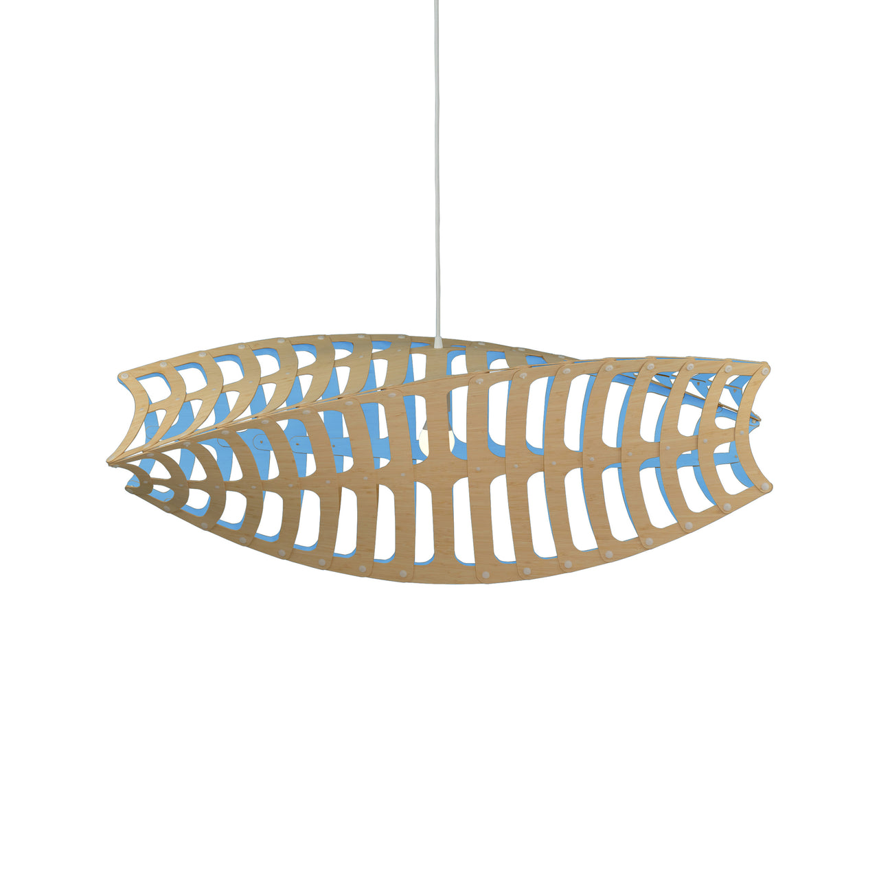Toru Horizontal Pendant Light: Large + Bamboo + Blue + White
