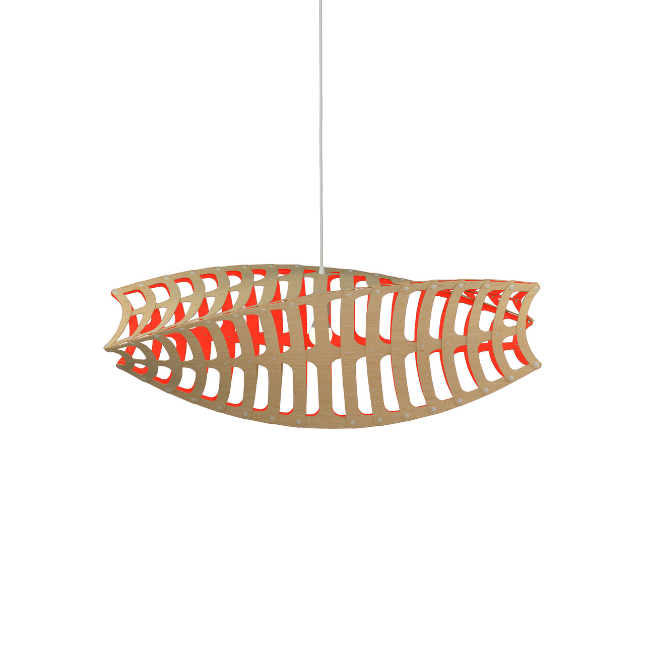 Toru Horizontal Pendant Light: Medium + Bamboo + Red + White