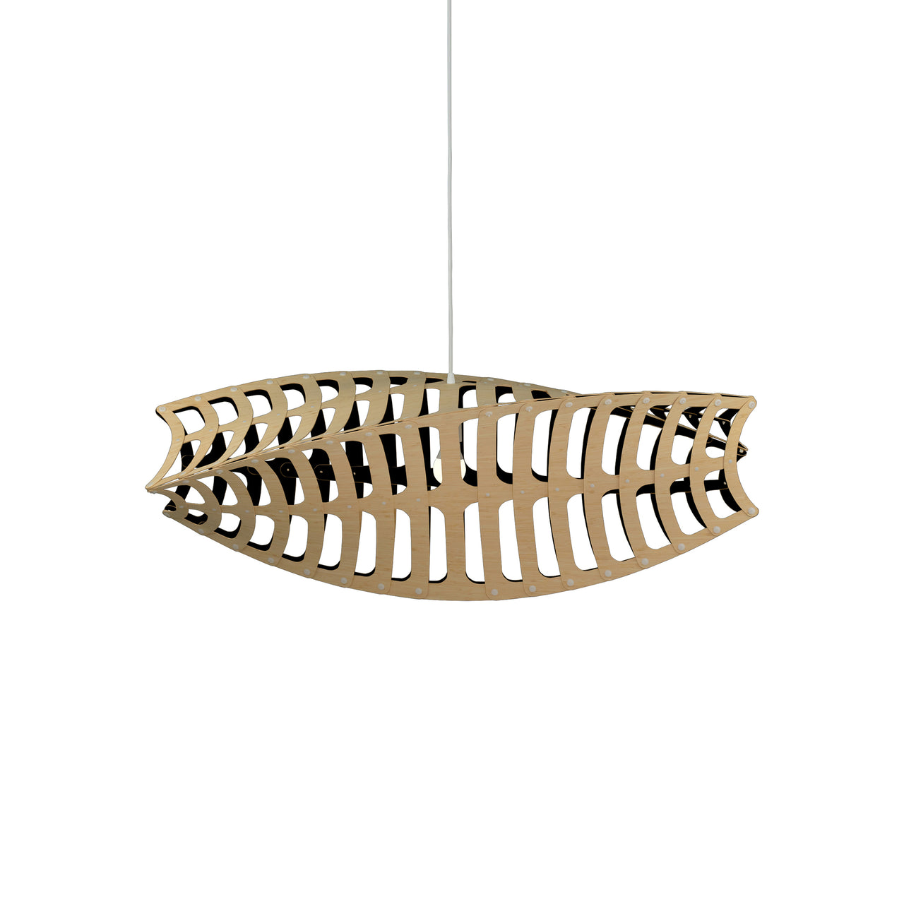 Toru Horizontal Pendant Light: Medium + Bamboo + Black + White