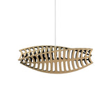 Toru Horizontal Pendant Light: Medium + Bamboo + Black + White