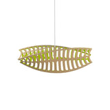 Toru Horizontal Pendant Light: Medium + Bamboo + Lime + White