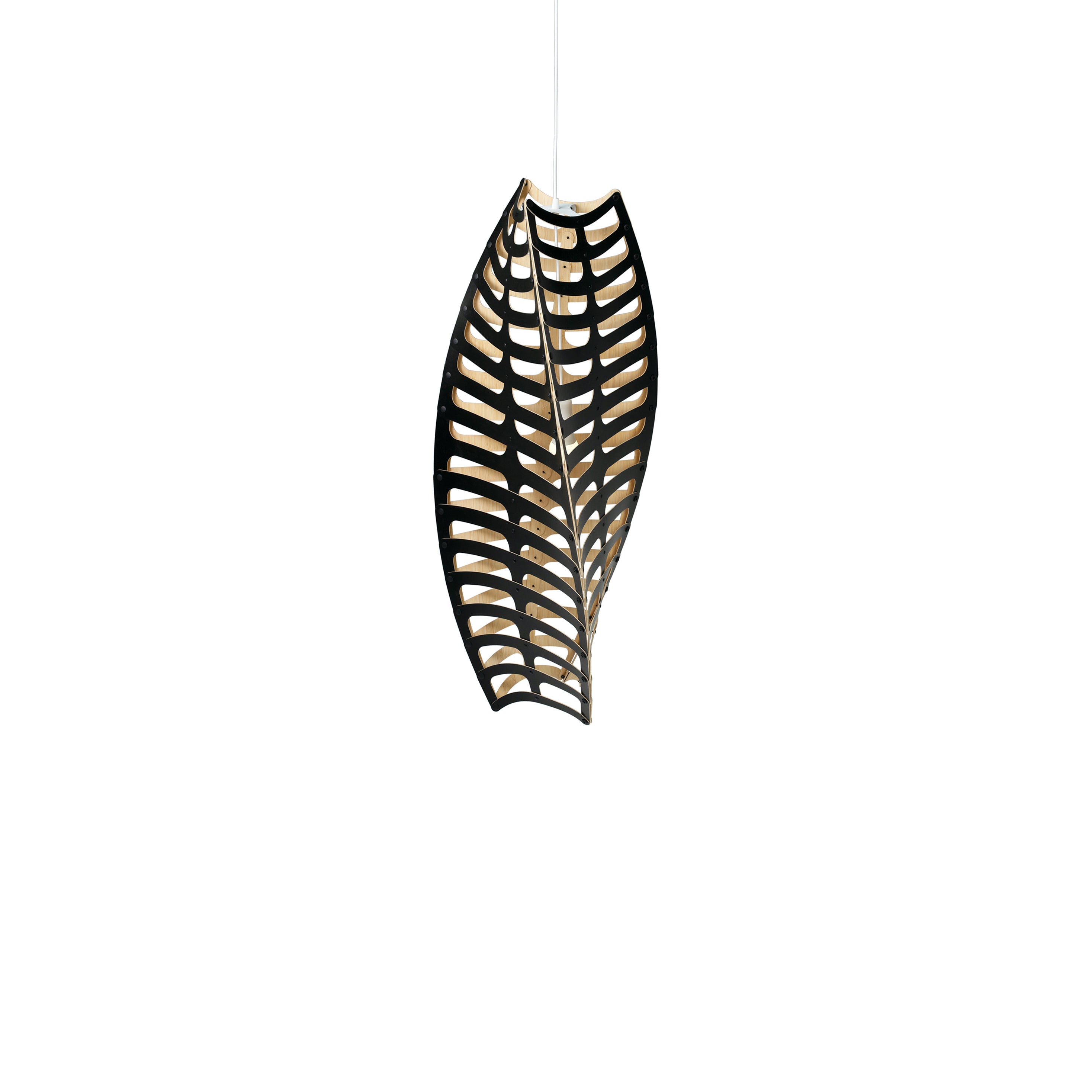 Toru Vertical Pendant Light: Medium + Black + Bamboo + White