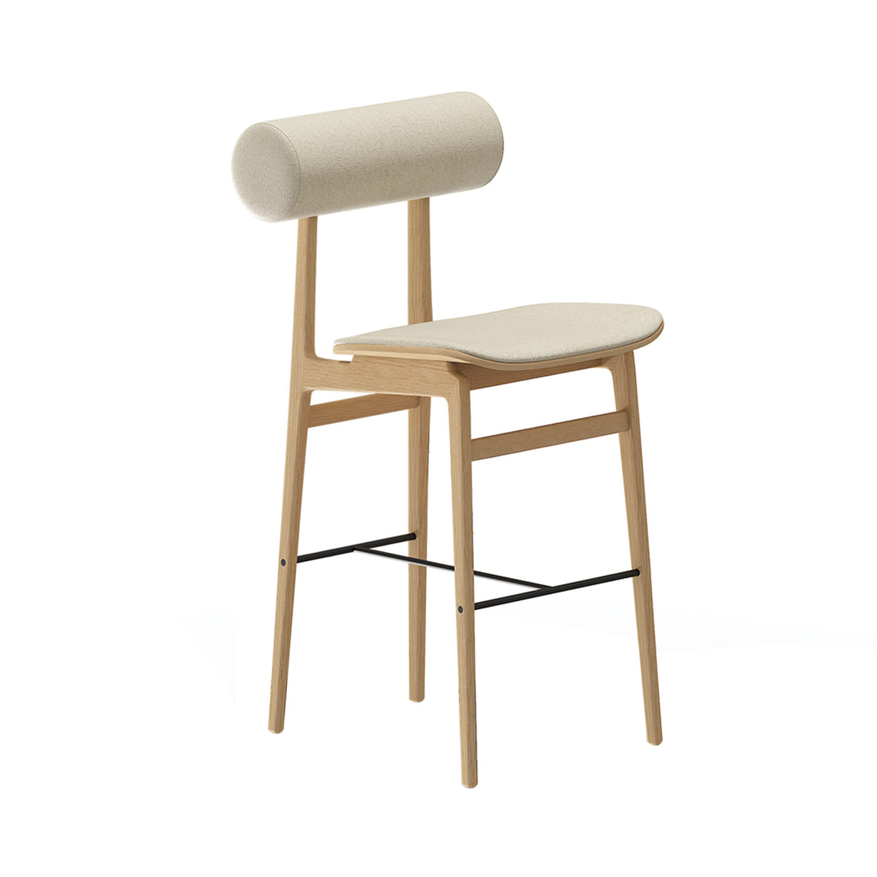 Totem Bar + Counter Chair: Seat + Back Upholstered + Bar + Natural Oak