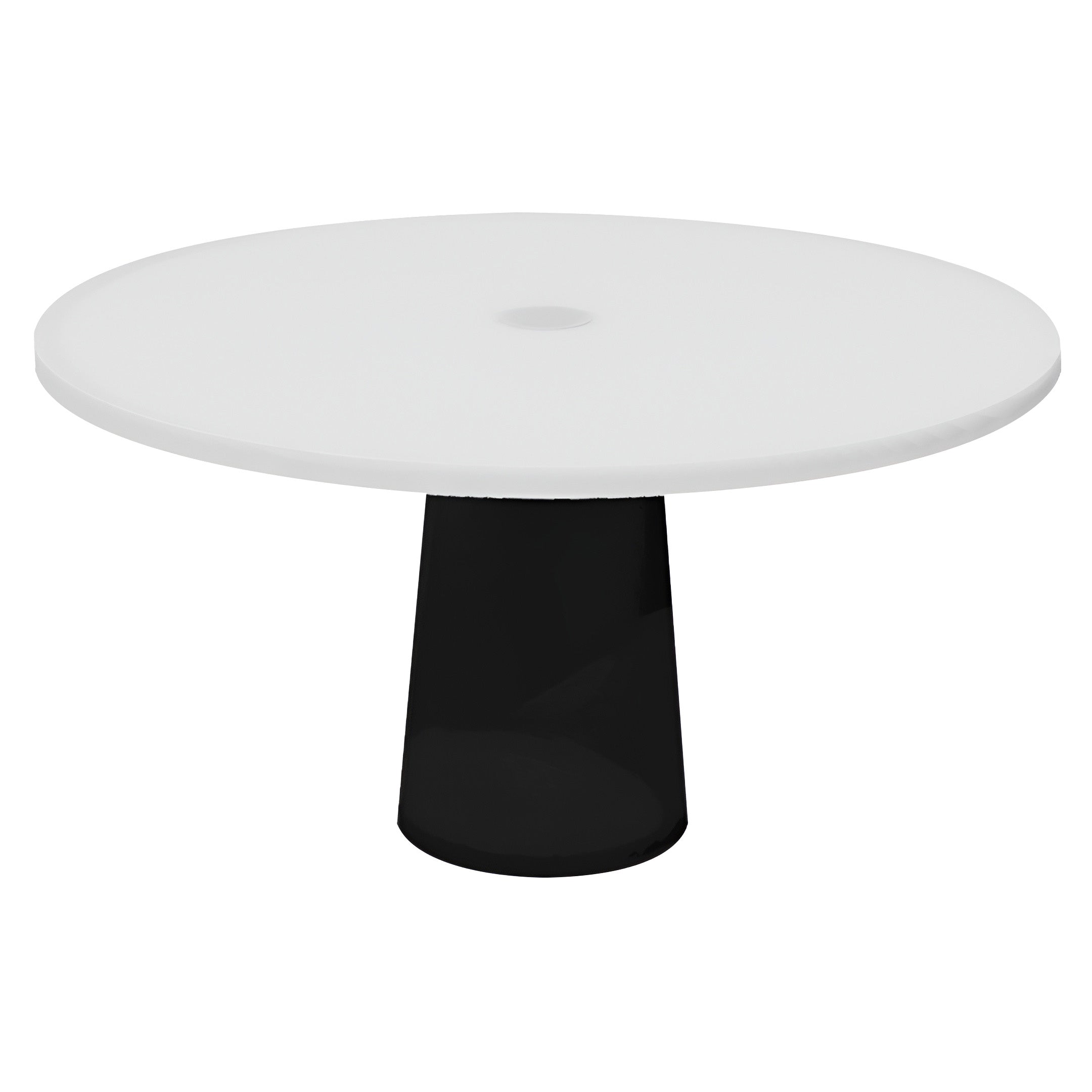Container Round Table: Large + Cable Feed + Traffic White with Hole + Black
