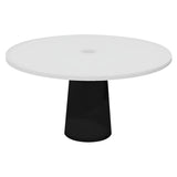 Container Round Table: Large + Cable Feed + Traffic White with Hole + Black