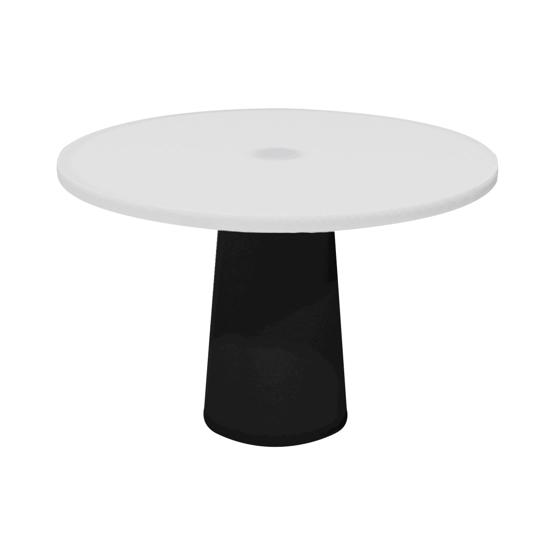 Container Round Table: Medium + Cable Feed + Traffic White with Hole + Black