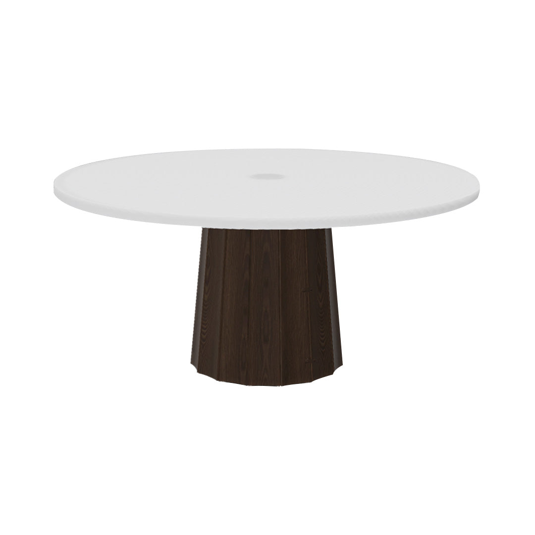 Container Round Table: Extra Large + Bodhi Cover + Traffic White with Hole + Cinnamon