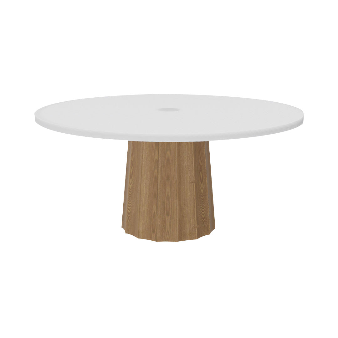 Container Round Table: Extra Large + Bodhi Cover + Traffic White with Hole + Natural Oil