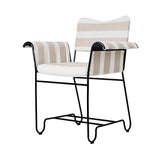 Tropique Dining Chair: Outdoor + Without Fringes + Black + Leslie Stripe 40