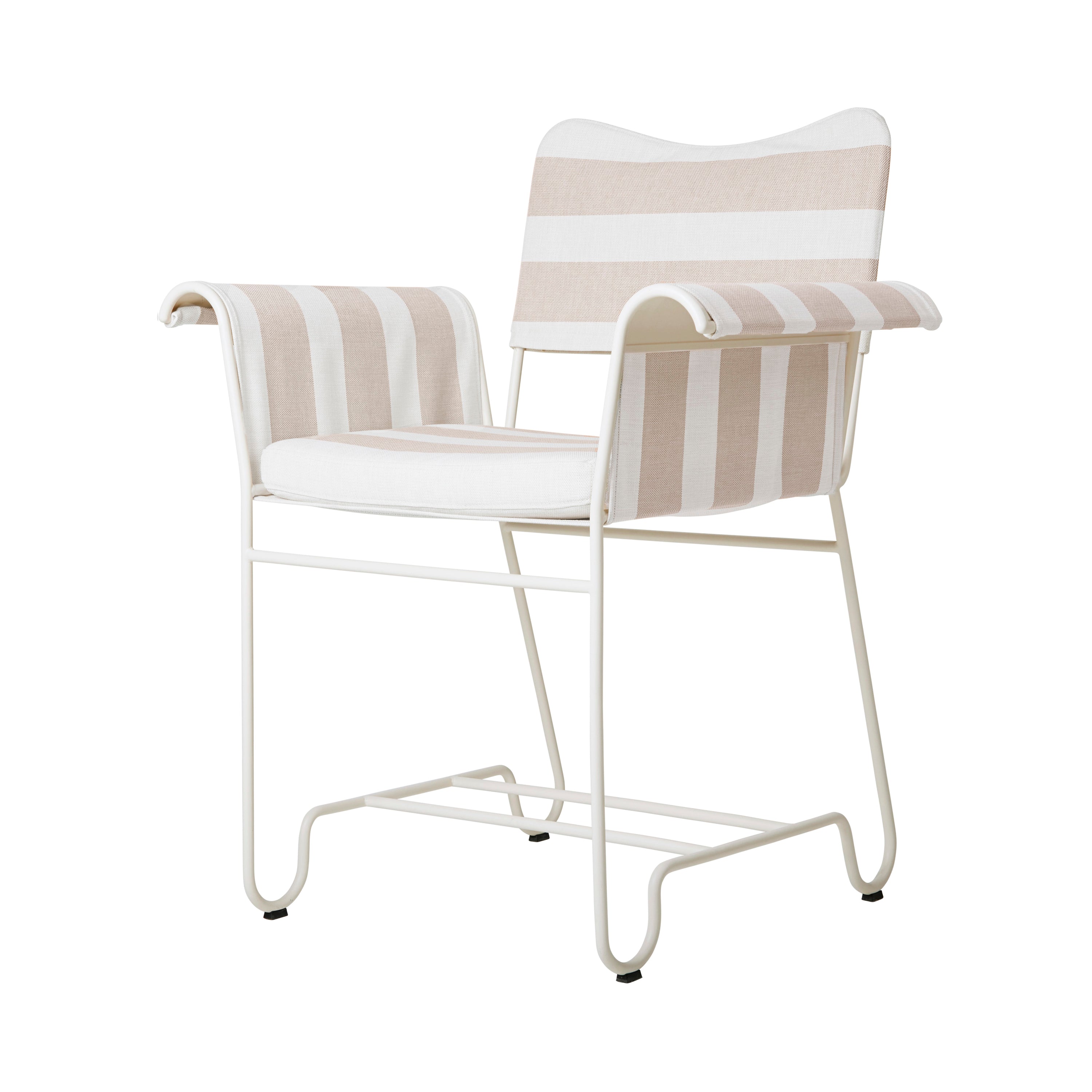Tropique Dining Chair: Outdoor + White + Without Fringes + Semi Matt + Leslie Stripe 40
