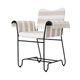 Tropique Dining Chair: Outdoor + With Fringes + Black + Leslie Stripe 40