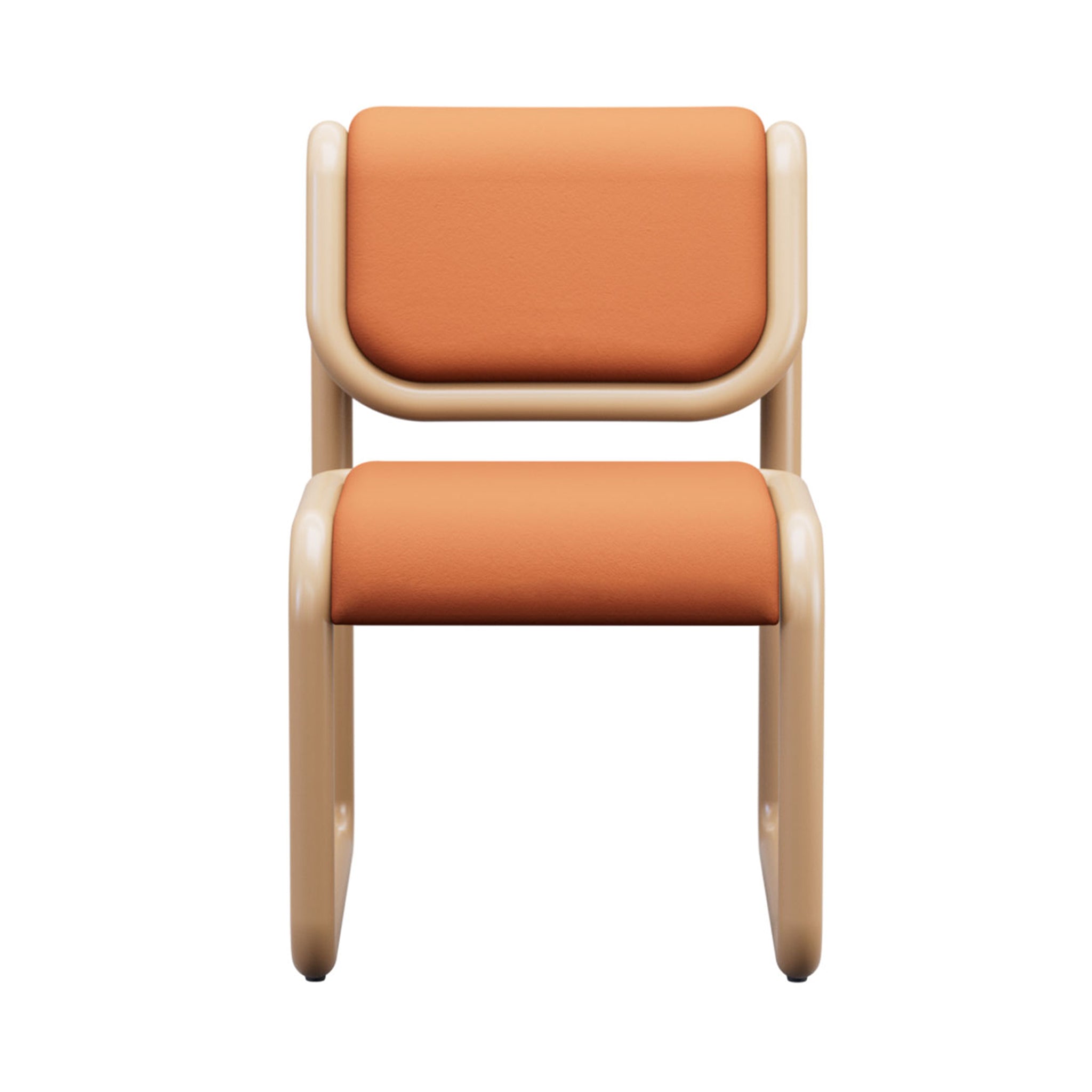 Tube Chair: Upholstered + Tan + Vegan Leather Tan