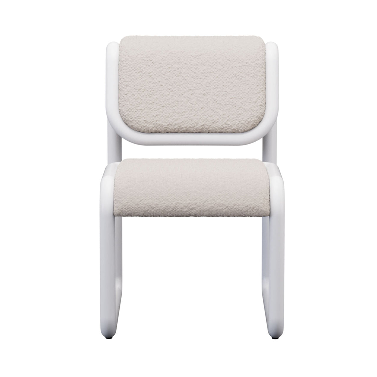 Tube Chair: Upholstered: White + Boucle Cream
