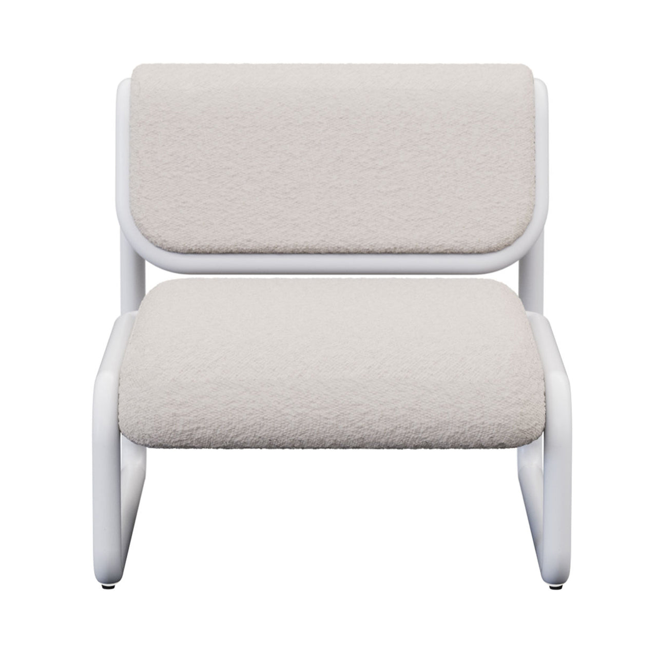 Tube Lounge Chair: White + Boucle Cream