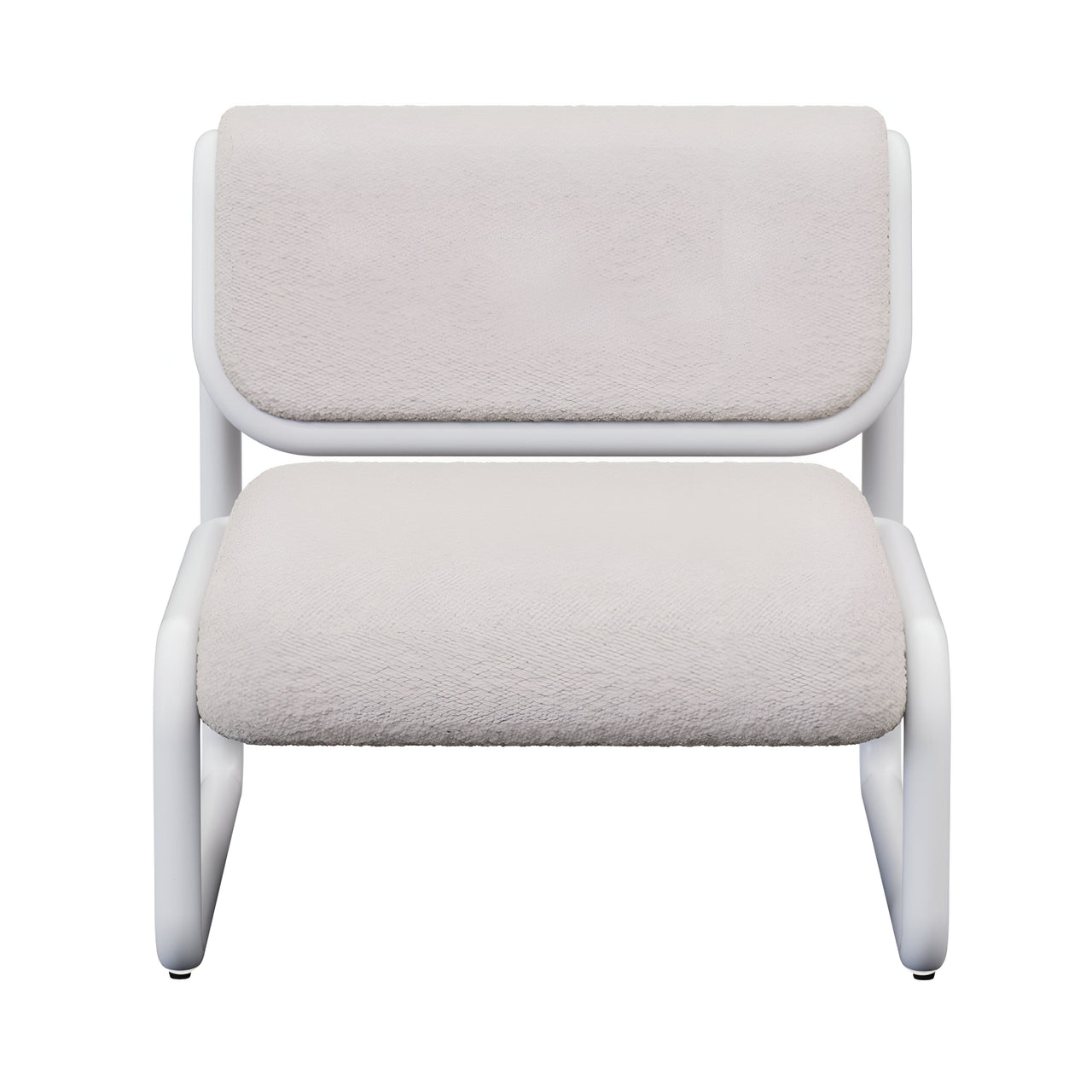 Tube Lounge Chair: White + Boucle Cream