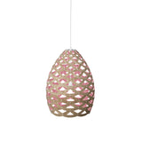 Tūī Pendant Light: Medium + Bamboo + Pink + White